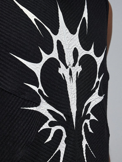 Stretch Ribbed Graphic Print Tank Top WN17030