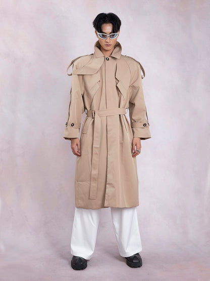 Deconstructed Oversize Shoulder Pad Trench Coat WN9330