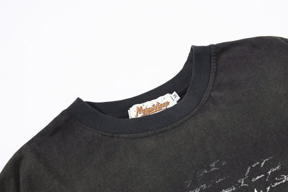 Washed Graphic Letter Print Short Sleeve T-Shirt WN25452