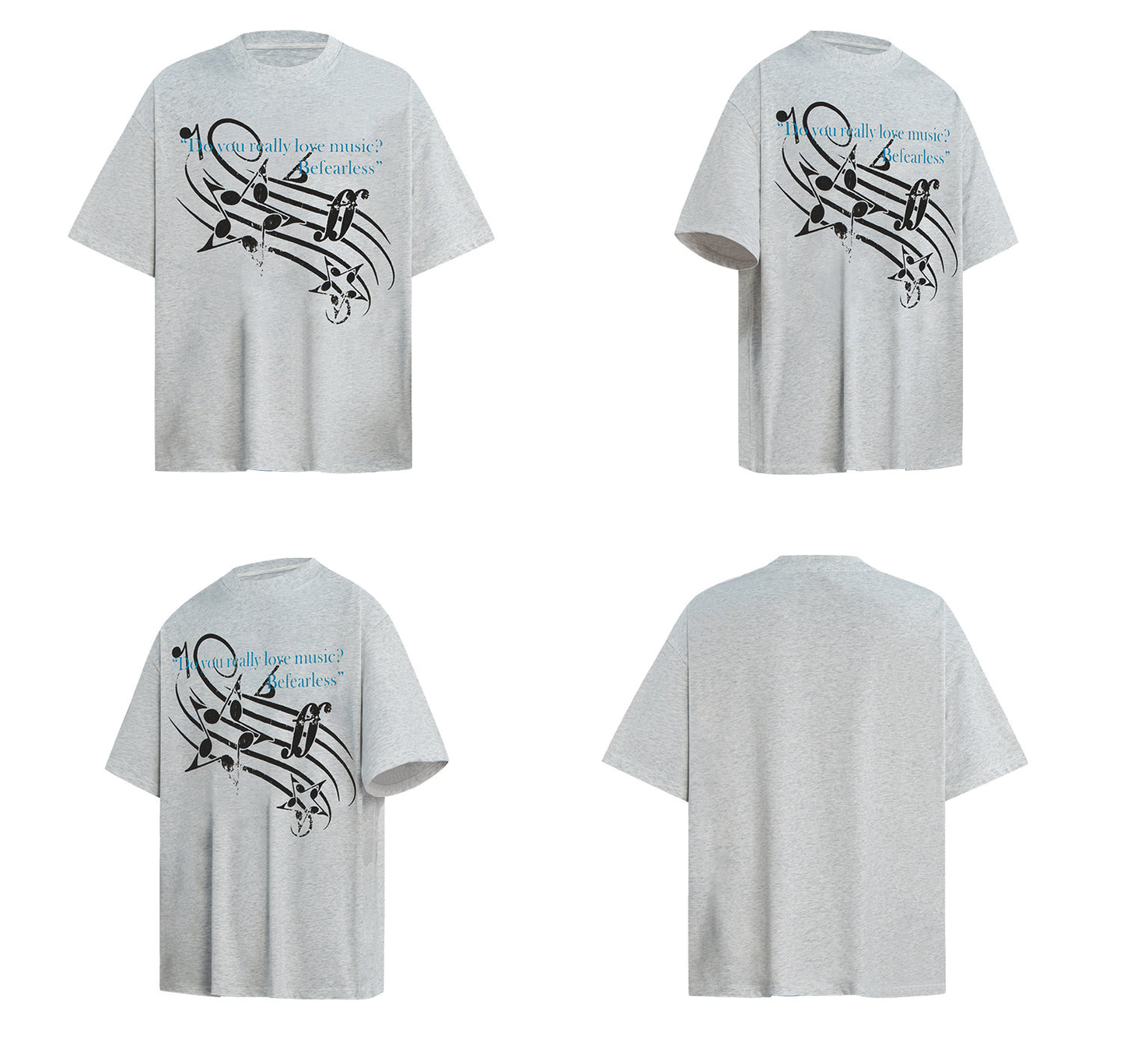 Music Note Print Washed Oversize Short Sleeve T-Shirt WN26237