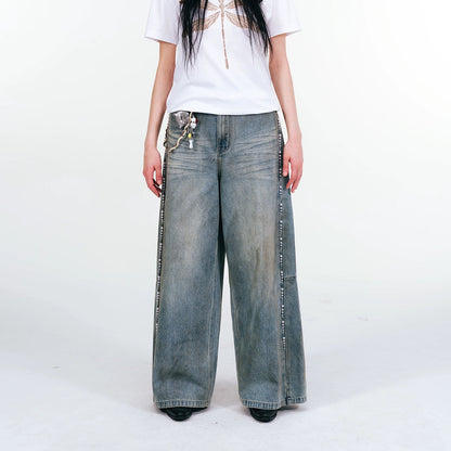 Beaded Wash Design Denim Jeans WN18924
