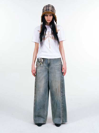 Beaded Wash Design Denim Jeans WN18924