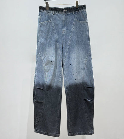 Wash Gradient Damage Denim Jacket & Denim Jeans Setup WN23891