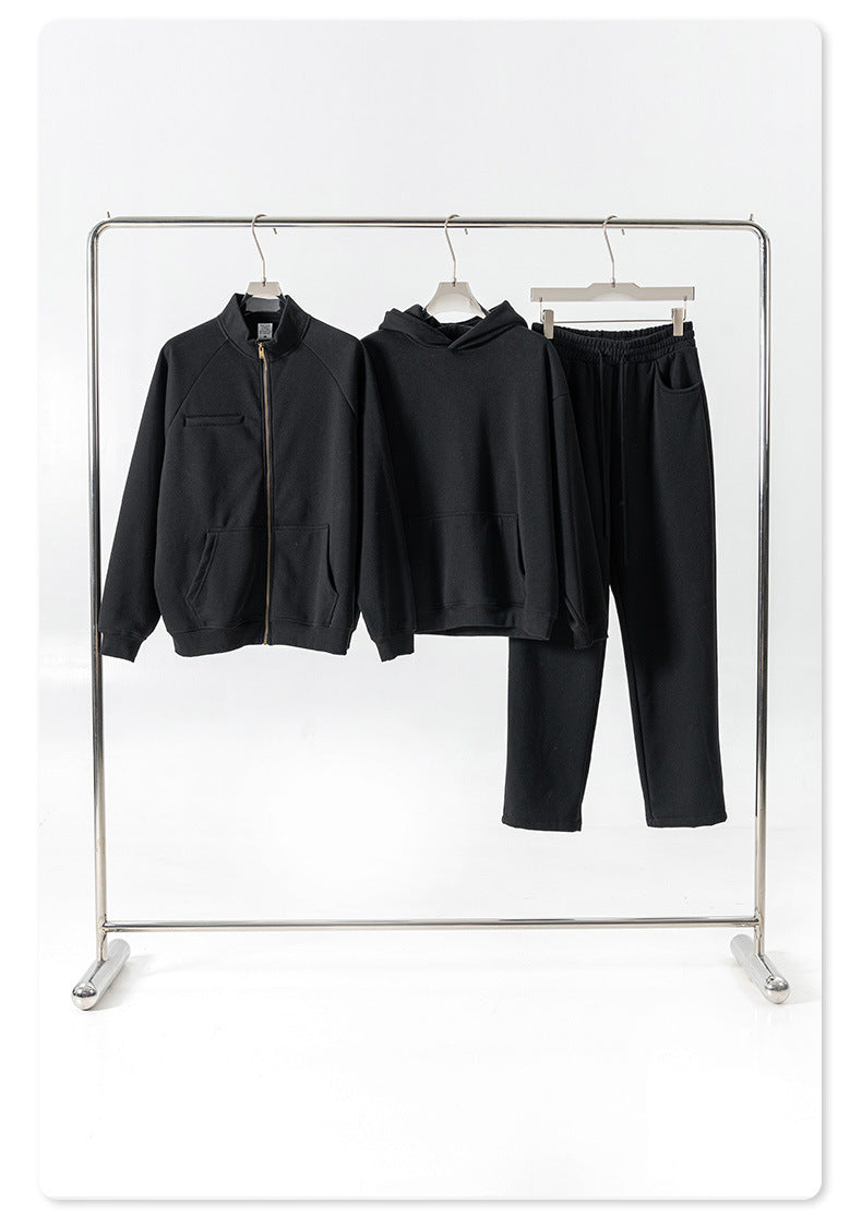 Sporty Zipper Jacket & Hoodie & Sweatpants Setup WN7880