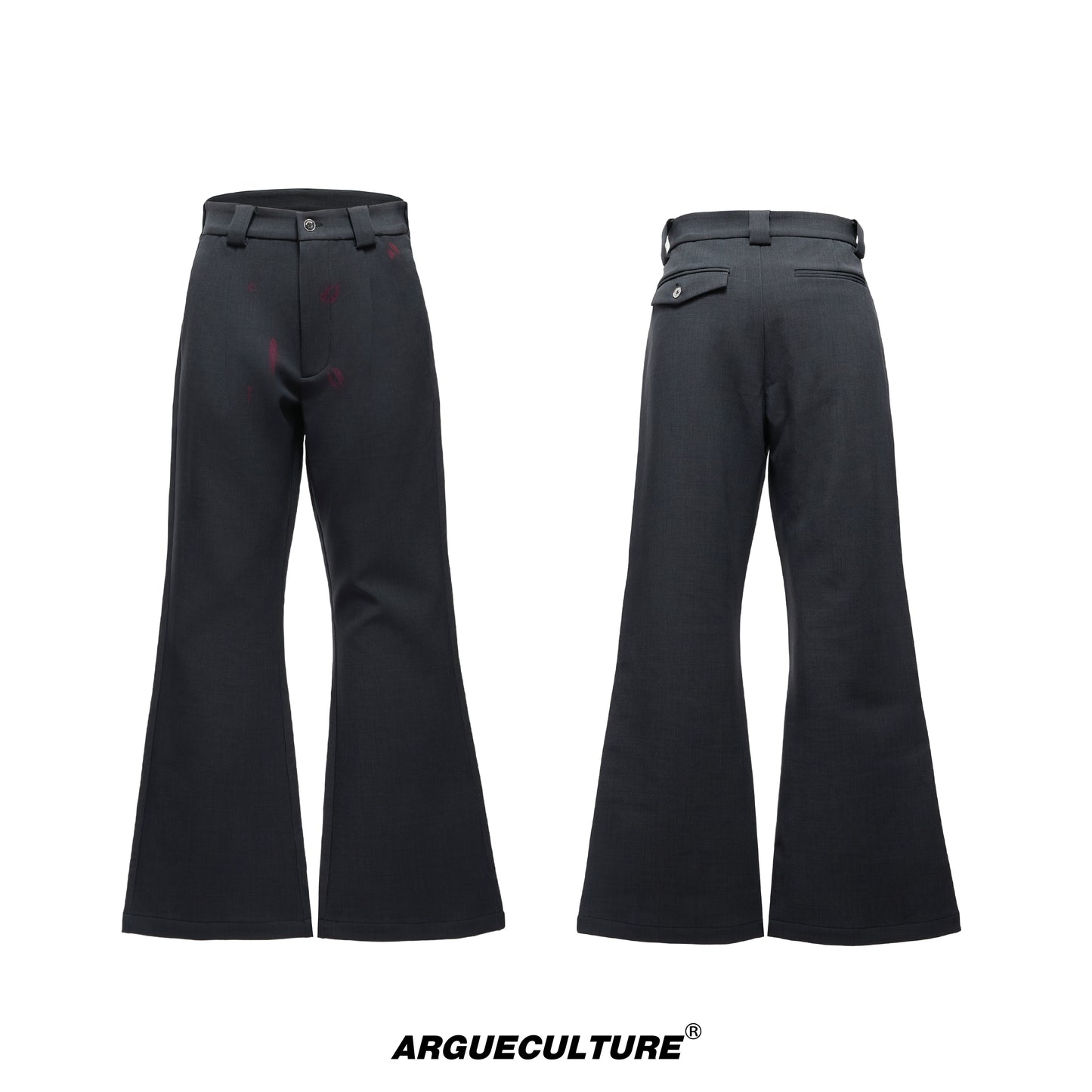 Pleats Lip Print Flare Trousers WN20538