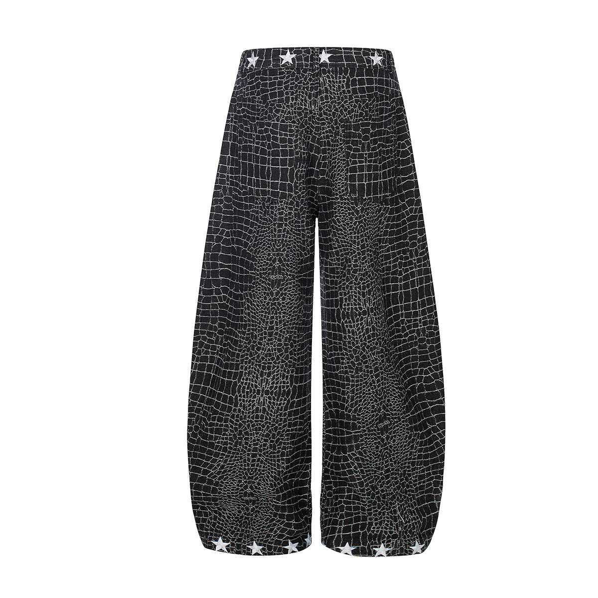 Crocodile Pattern Star Studs Wide Leg Pants WN25471