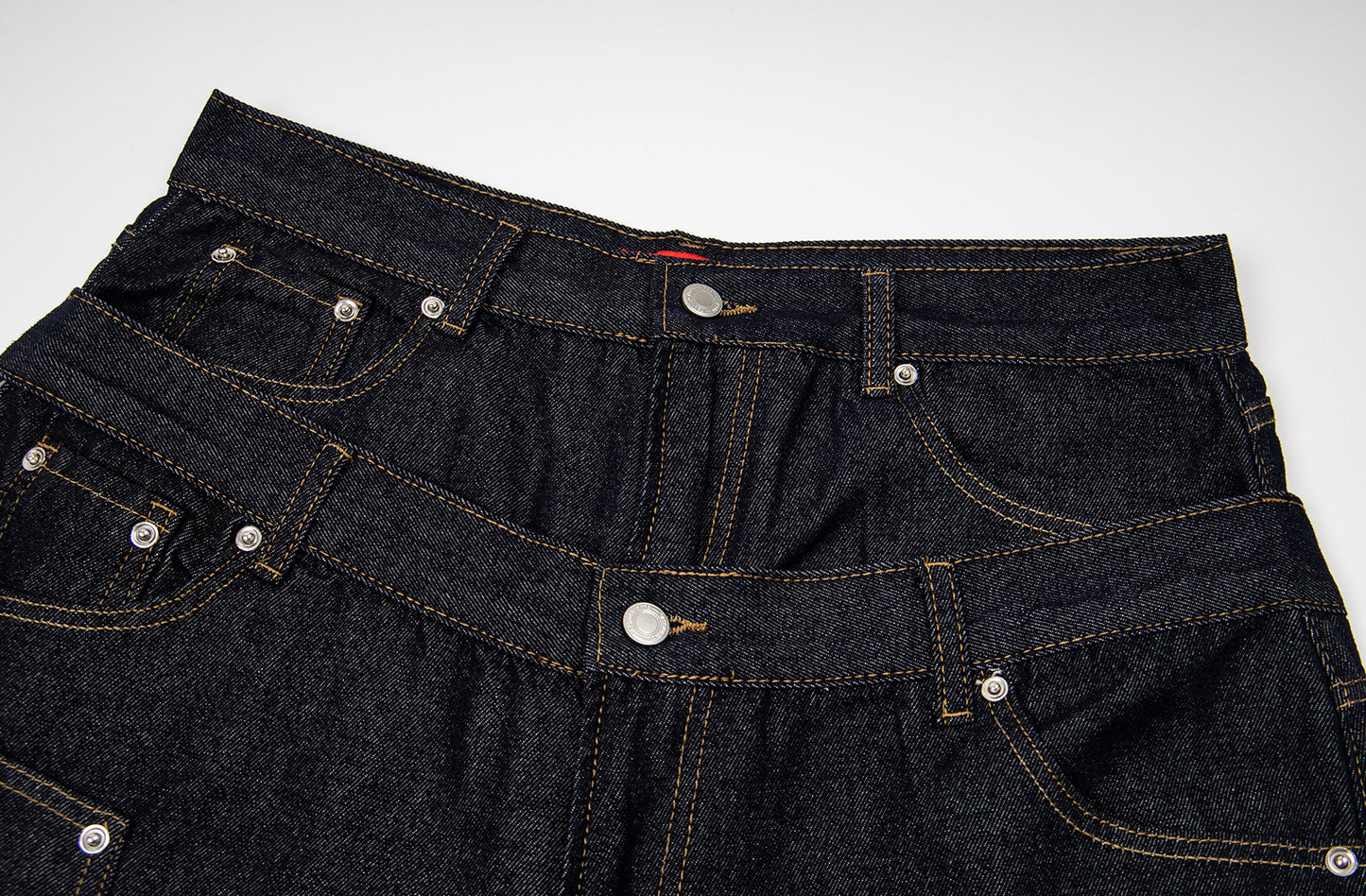 Fake Layered Double-Waist Wide Leg Denim Short Pants WN25667
