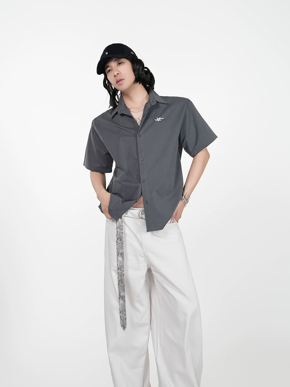 Metal Detail Short Sleeve Shirt WN17391