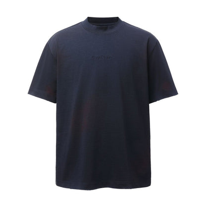 Washed Letter Embroidery Oversize Short Sleeve T-Shirt WN26892