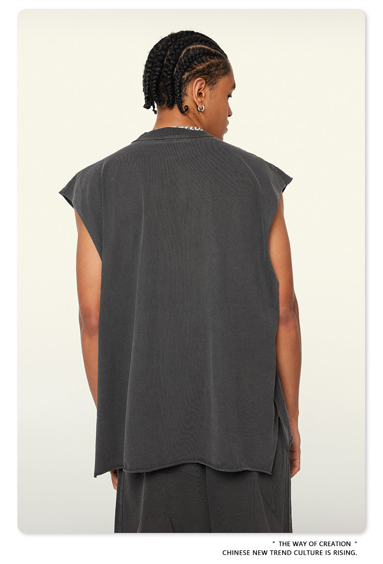 Washed Oversize Sleeveless T-Shirt WN6069