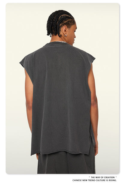 Washed Oversize Sleeveless T-Shirt WN6069