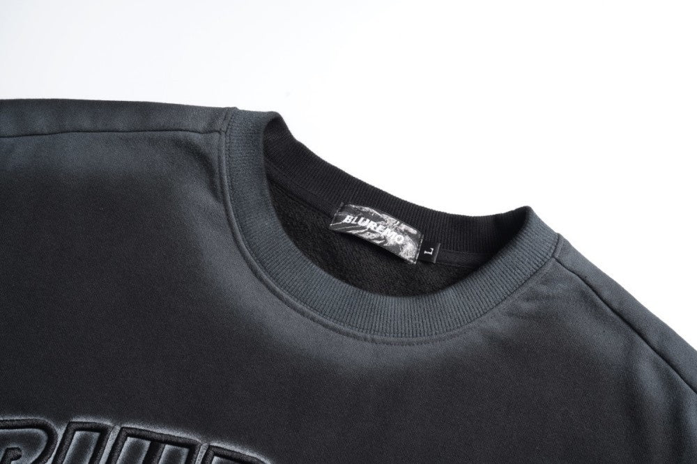 Washed Gradient Letter Embroidery Sweatshirt WN28116