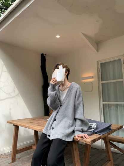 Oversize V-Neck Knit Cardigan WN19936