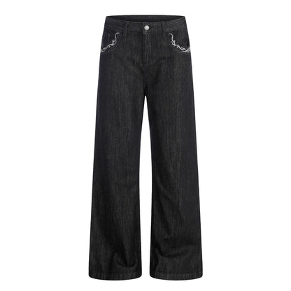 Washed Embroidery Flare Denim Jeans WN26066