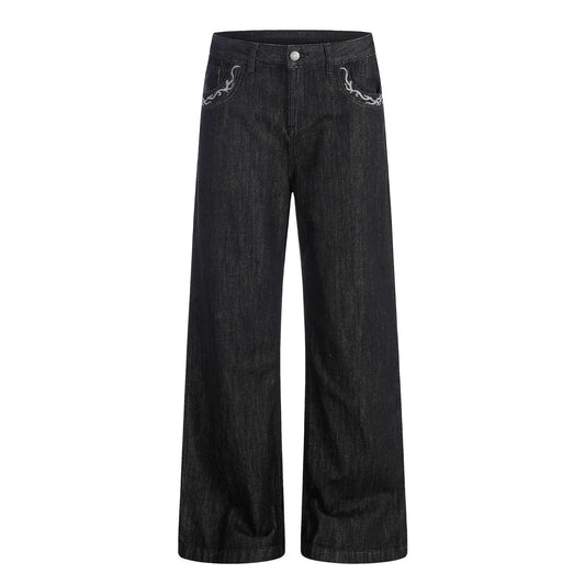 Washed Embroidery Flare Denim Jeans WN26066