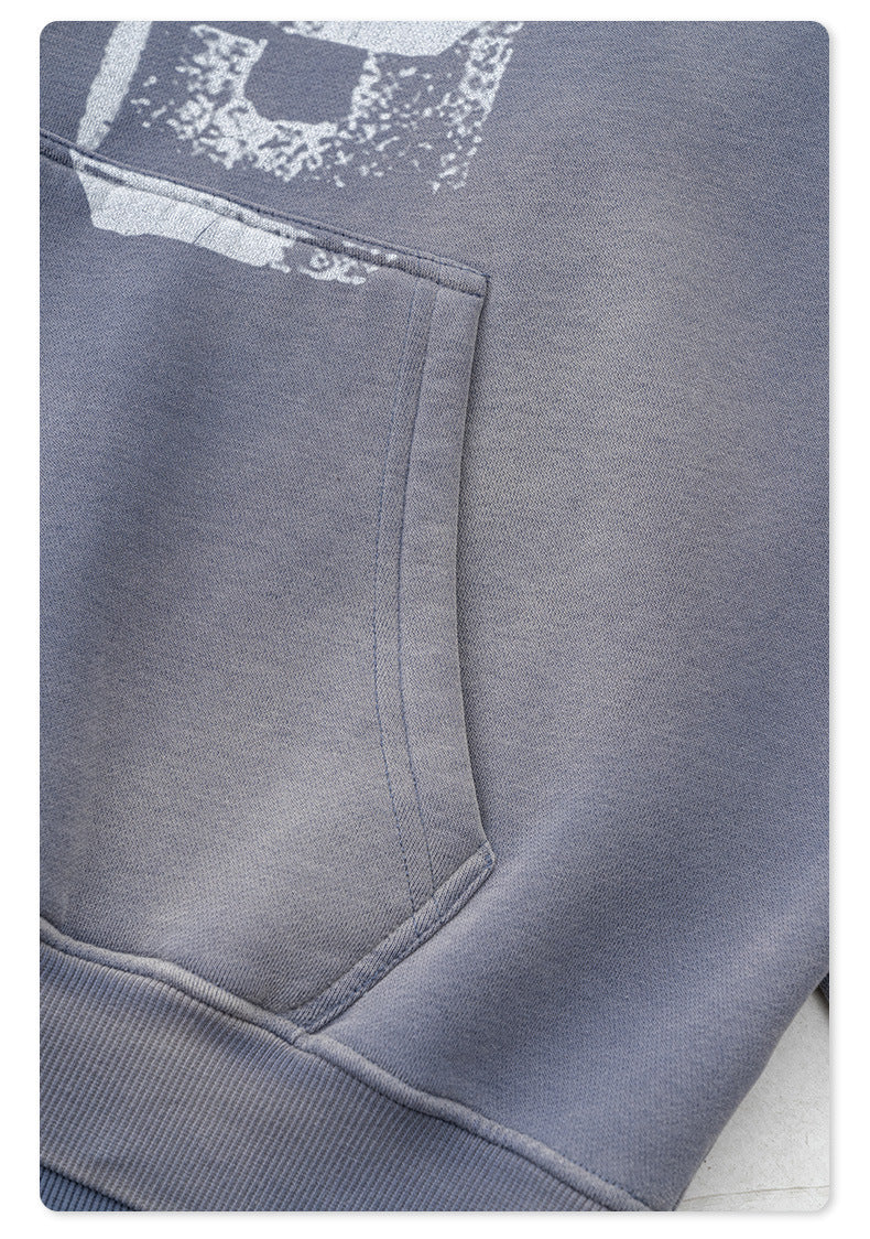 Water Washed Graffiti Print Hoodie WN7868