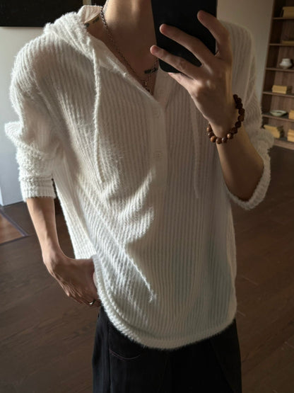 Hooded Drawstring Oversize Soft Knit Sweater WN23151