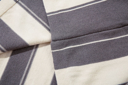 Colorblock Striped Polo Knit Sweater WN11393