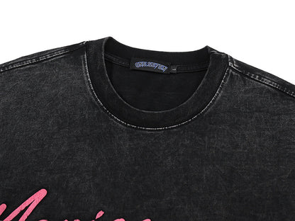 Washed Graphic Horse Print Short Sleeve T-Shirt WN25502