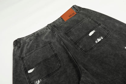 Washed Paint Straight Denim Jeans WN26056