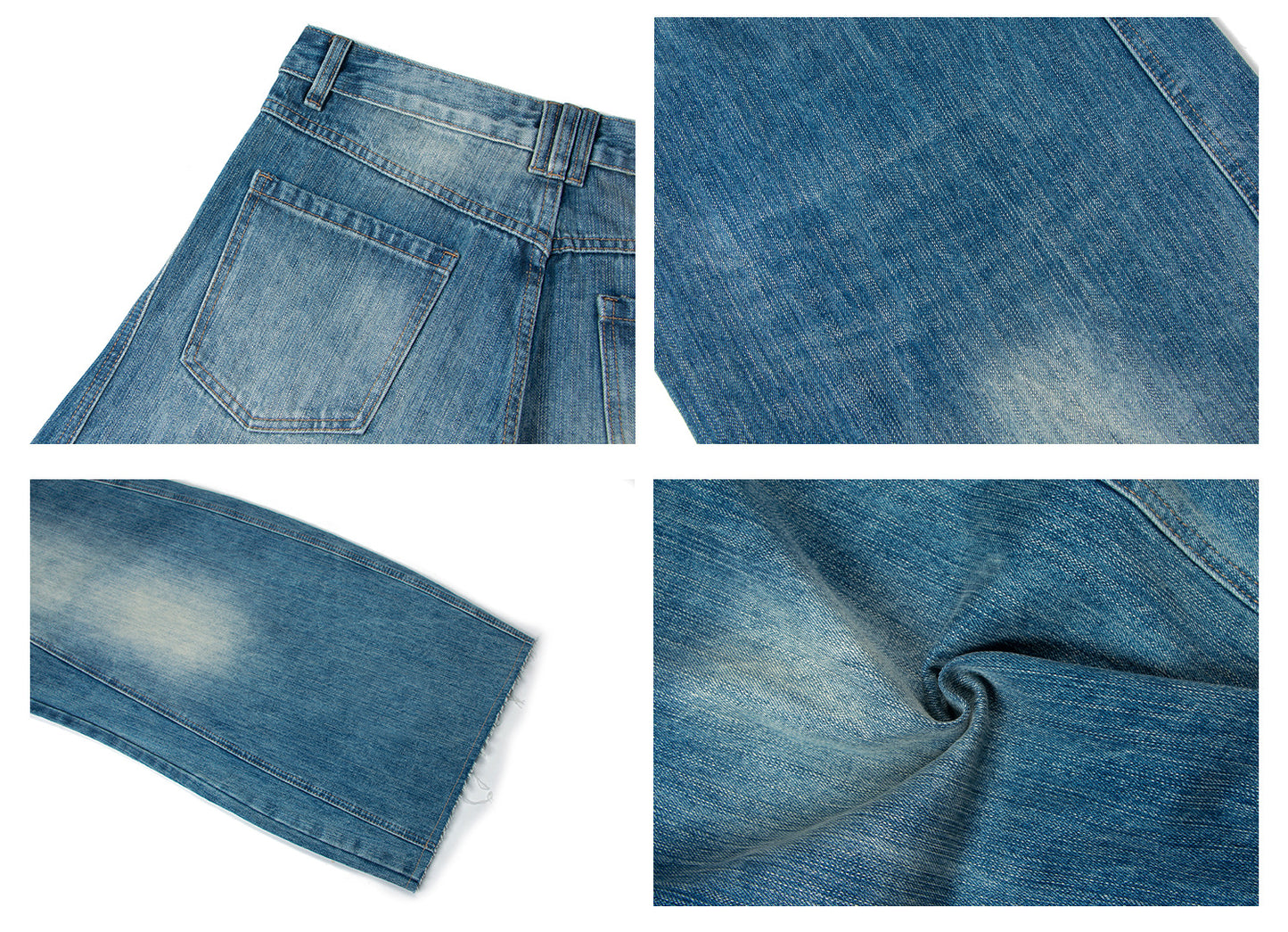 Washed Panel Wide Leg Denim Jeans WN26274