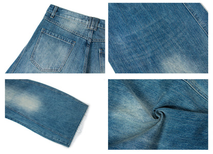 Washed Panel Wide Leg Denim Jeans WN26274