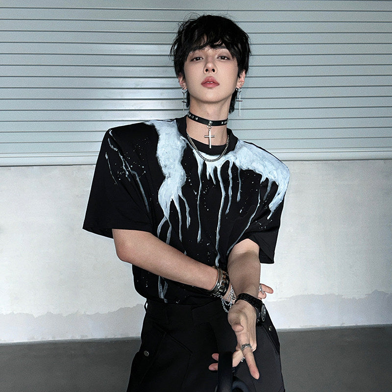 Oversize Drip Print Short Sleeve T-Shirt WN25087
