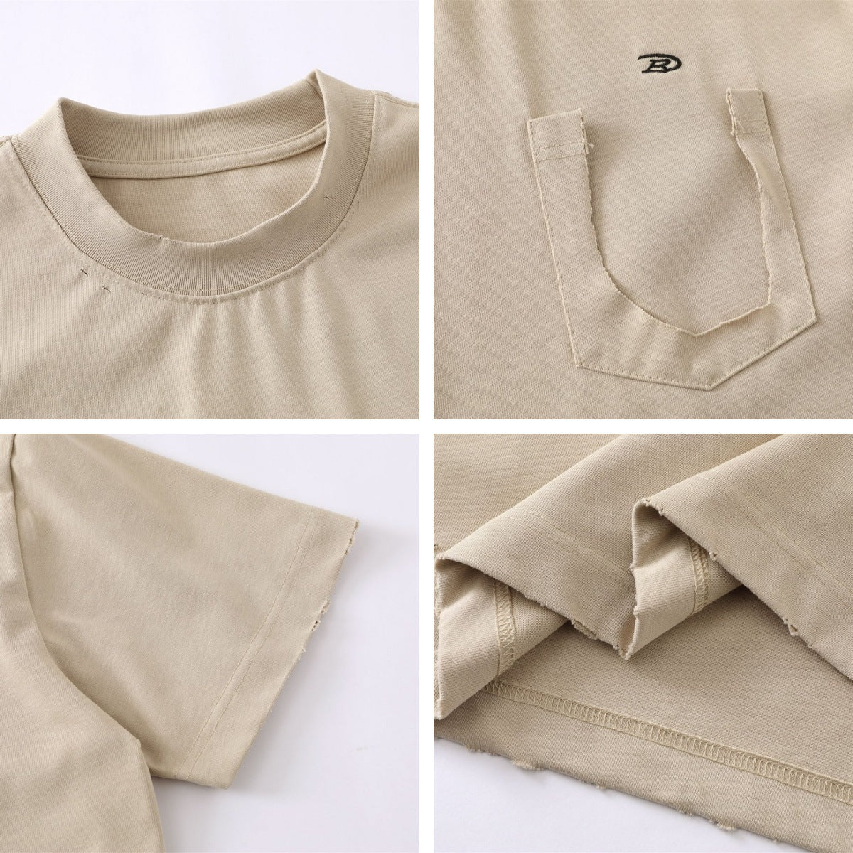 Damage Raw Hem Pocket Oversize Short Sleeve T-Shirt WN26864