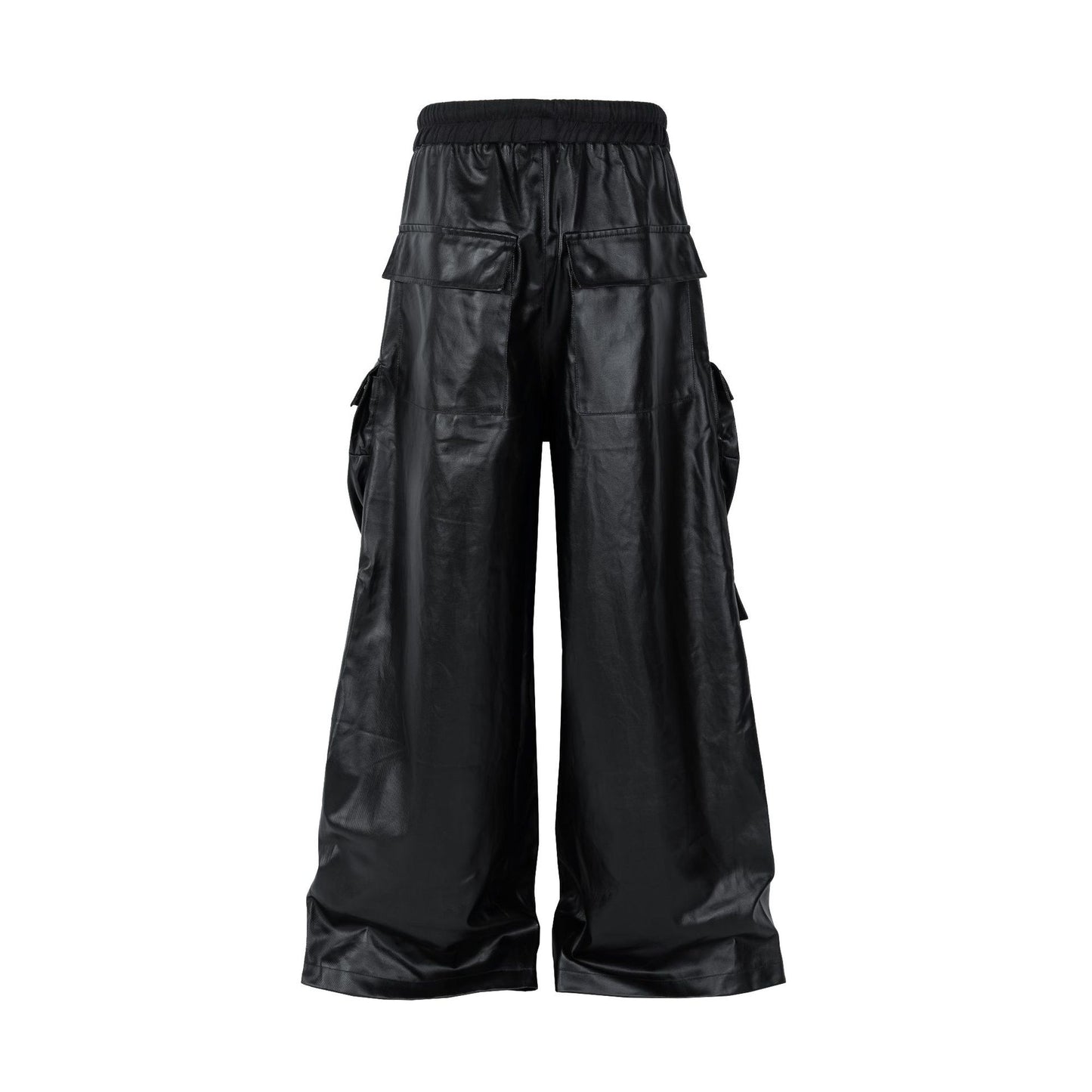 PU Coated Wide-Leg Cargo Pants WN11369