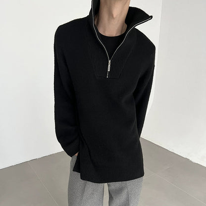 Stand Neck Half Zipper Knit Sweater WN21506