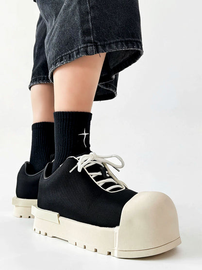 Large Round Toe Chunky Sole Canvas Shoes WN19159