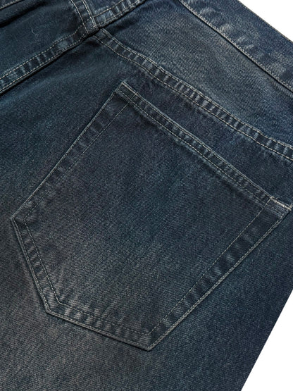 Whisker Wrinkle Damage Straight Denim Jeans WN27068