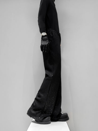 Foil Star Print Draped Flare Trousers WN23858