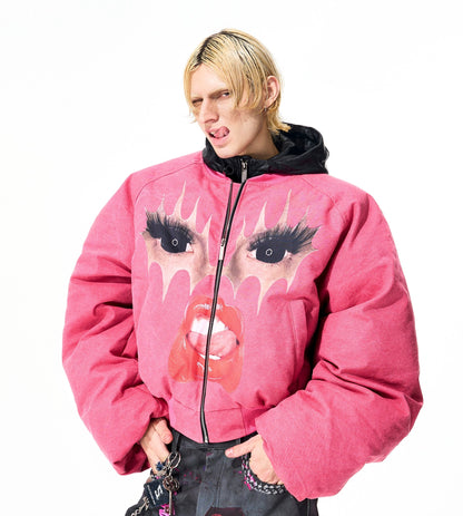 Lip Print Thick Puffer Jacket WN21844