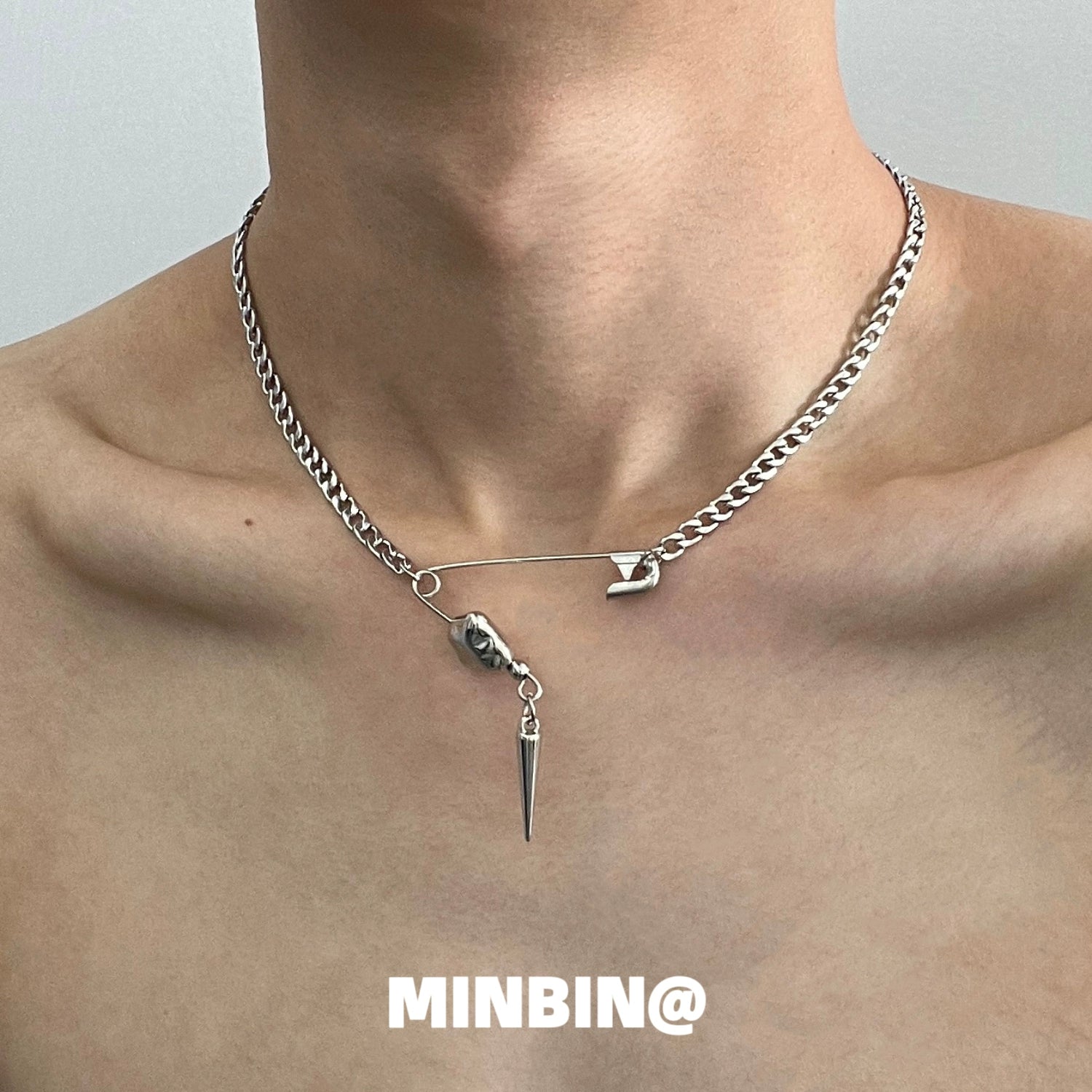 Safety Pin Rivet Punk Necklace WN19213