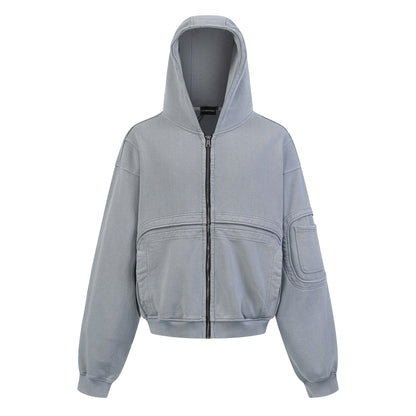 Heavyweight Wash Damage Zipper Hoodie WN25592
