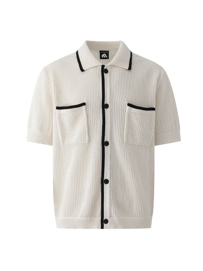 Two Color Design Oversize Knit Shirt WN20271