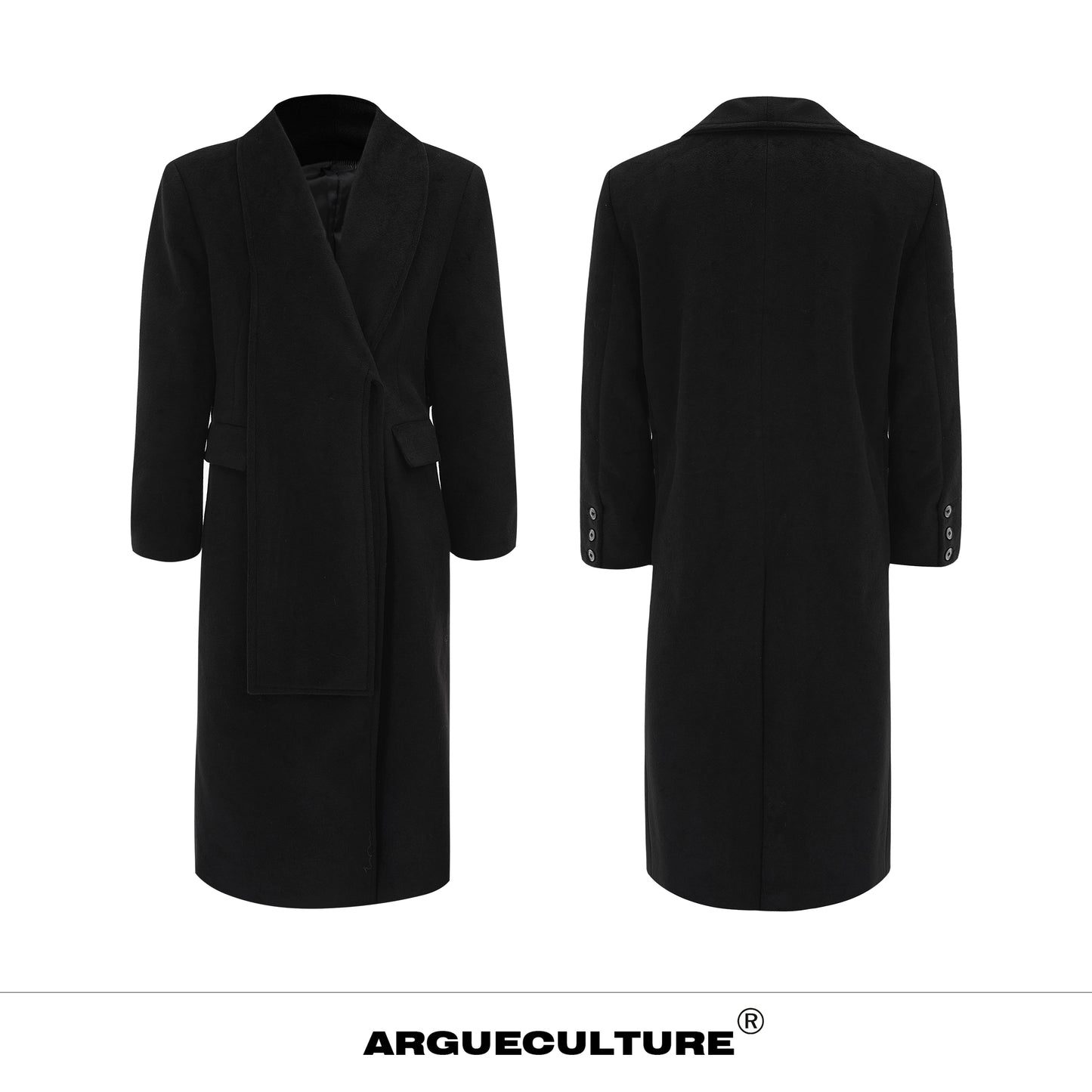 Metal Strap Wool Oversize Long Coat WN11762