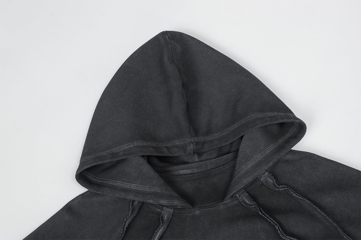 Heavyweight Washed Deconstructed Pullover Hoodie WN23059