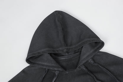 Heavyweight Washed Deconstructed Pullover Hoodie WN23059