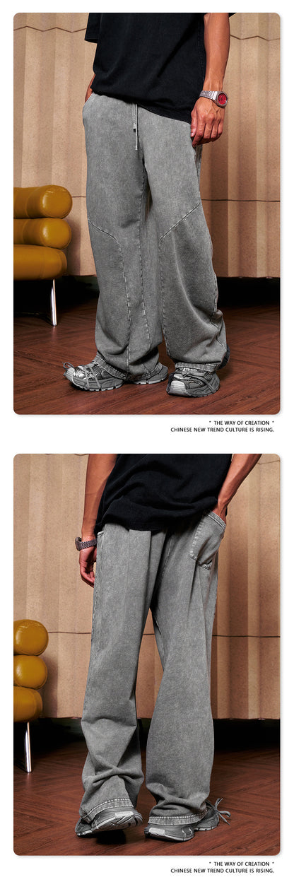 Washed Damage Wide-Leg Sweatpants WN6020