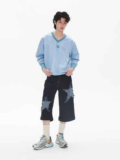 Star Patch Design Denim Half Jeans WN20224