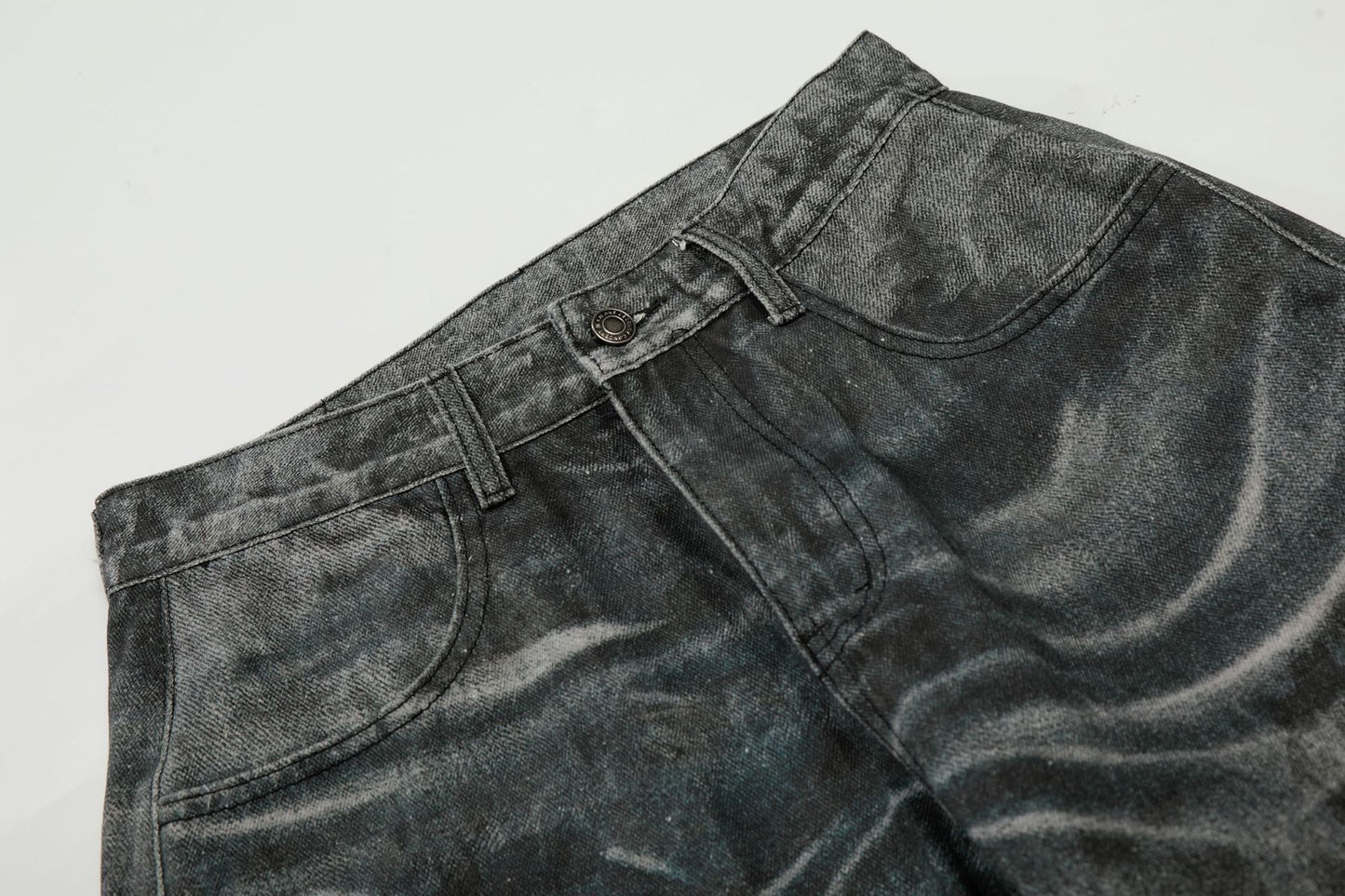 Washed Whisker Straight Denim Jeans WN26074