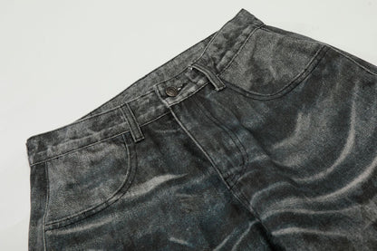 Washed Whisker Straight Denim Jeans WN26074