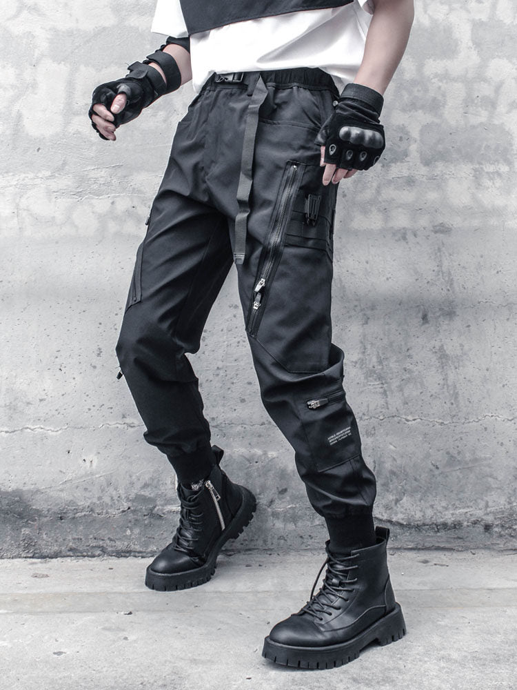 Tactical Multi-Pocket Zipper Cuffed Cargo Pants WN22492