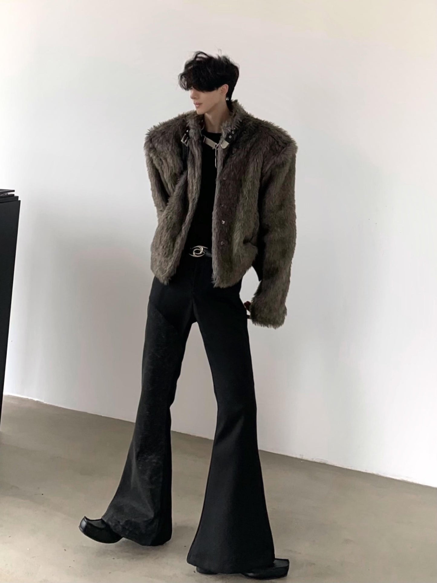 Snake Pattern Draping Flare Trousers WN15413