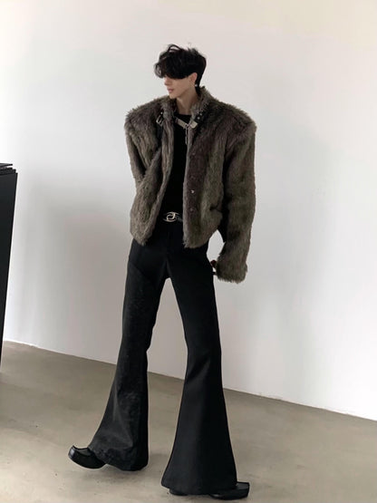 Snake Pattern Draping Flare Trousers WN15413