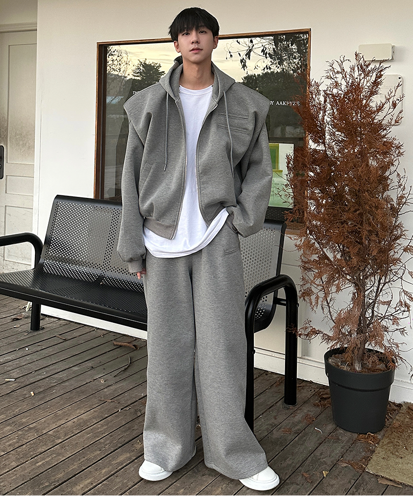 Zipper Hoodie & Wide Leg Sweatpants Setup WN25363