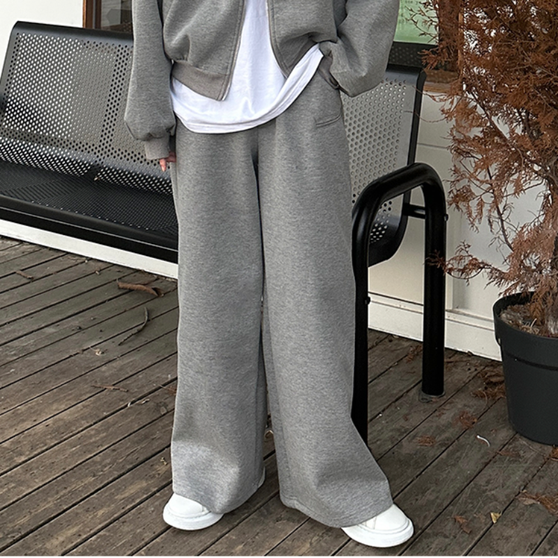 Zipper Hoodie & Wide Leg Sweatpants Setup WN25363