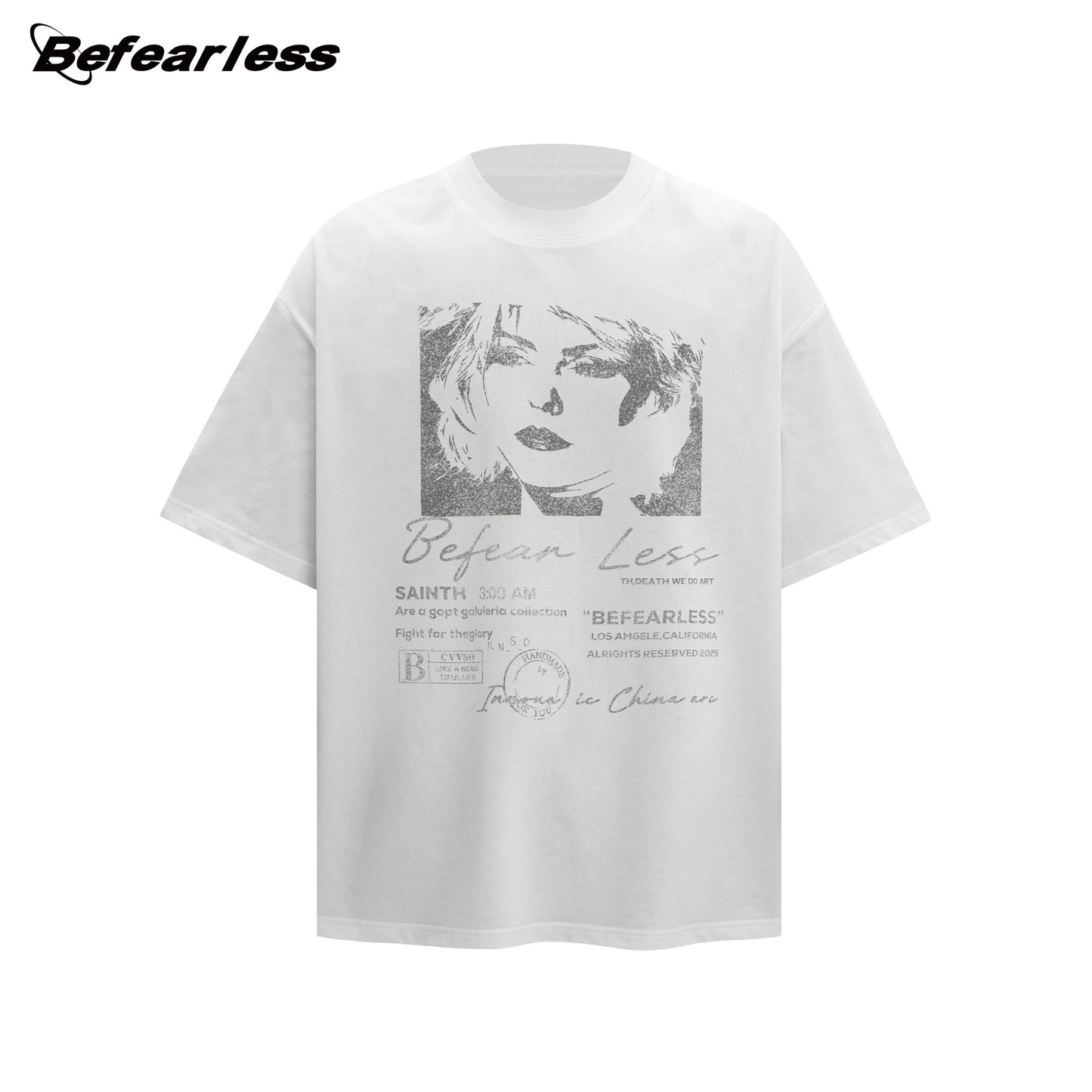 Washed Portrait Print Oversize Short Sleeve T-Shirt WN26304